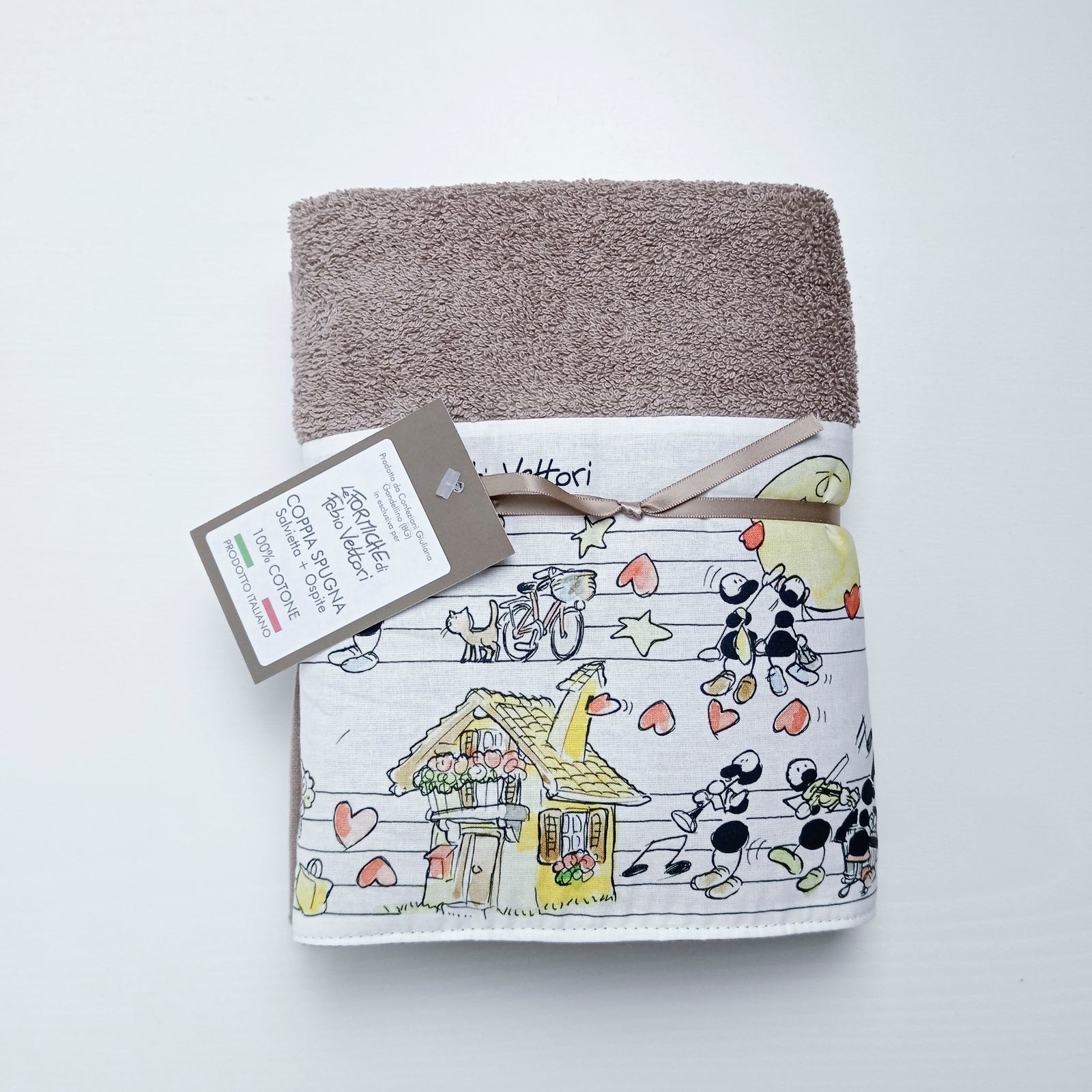COUPLE SPONGE TOWEL + GUEST towels in cotton "Edelweiss" motif