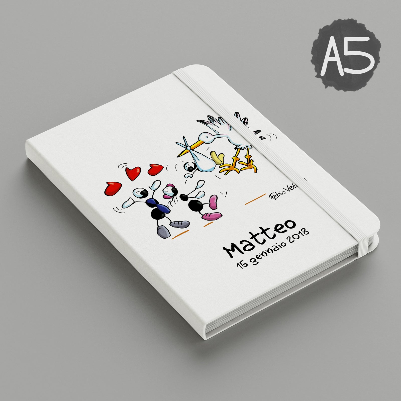 Personalized notebook with the subject "Birth"