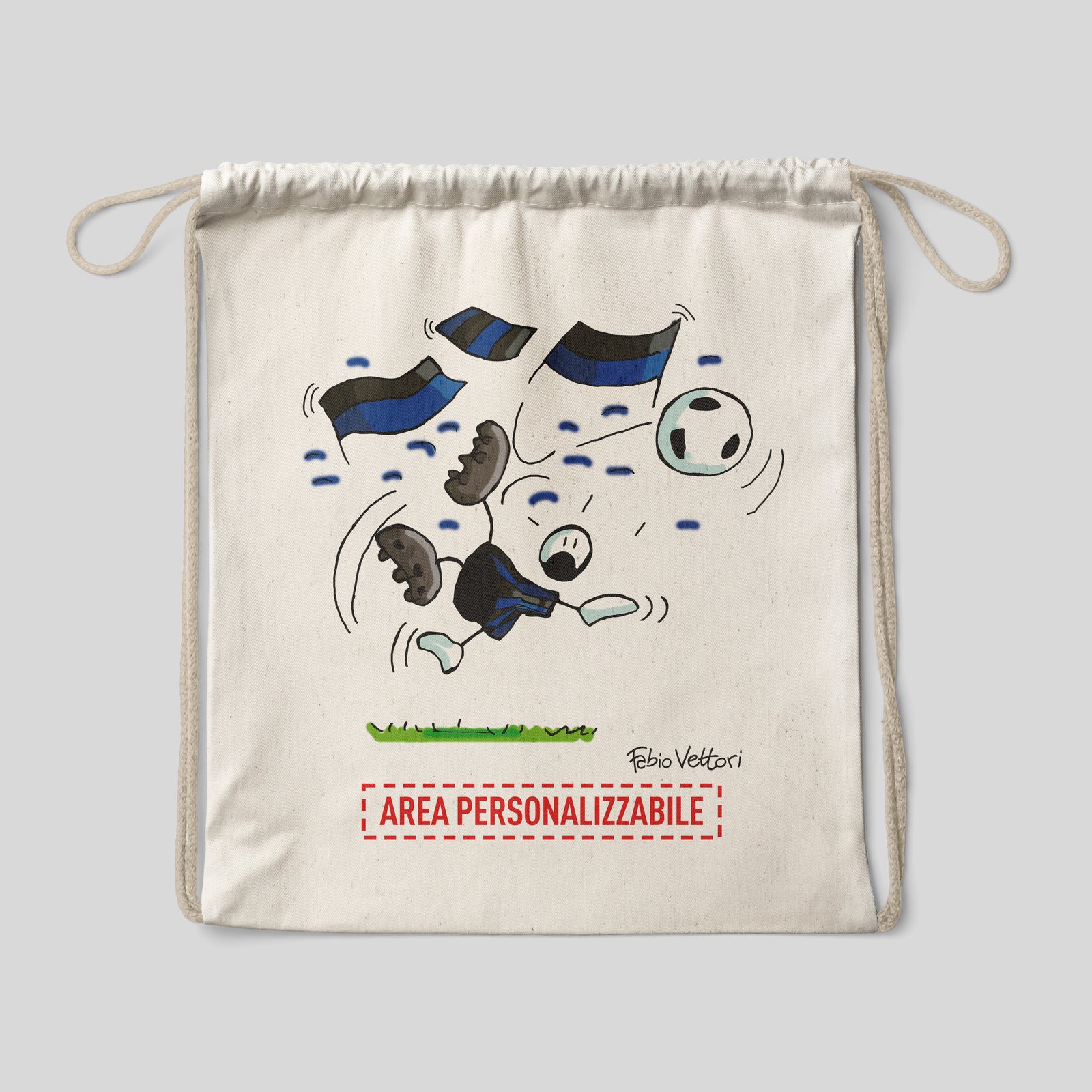 Sacca zaino personalizzata in cotone soggetto "Neroazzurro"