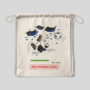 Personalized cotton backpack bag with "Neroazzurro" theme