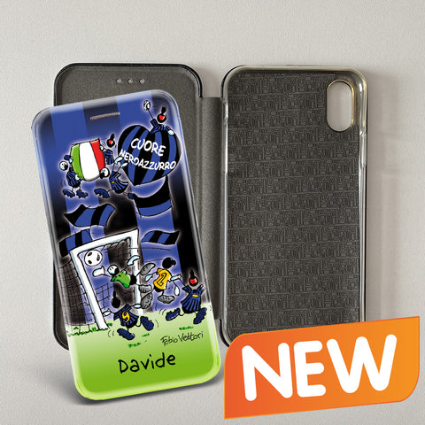 Cover artistica per Smartphone Personalizzata soggetto "Forza Inter" modello con apertura "a Libro"