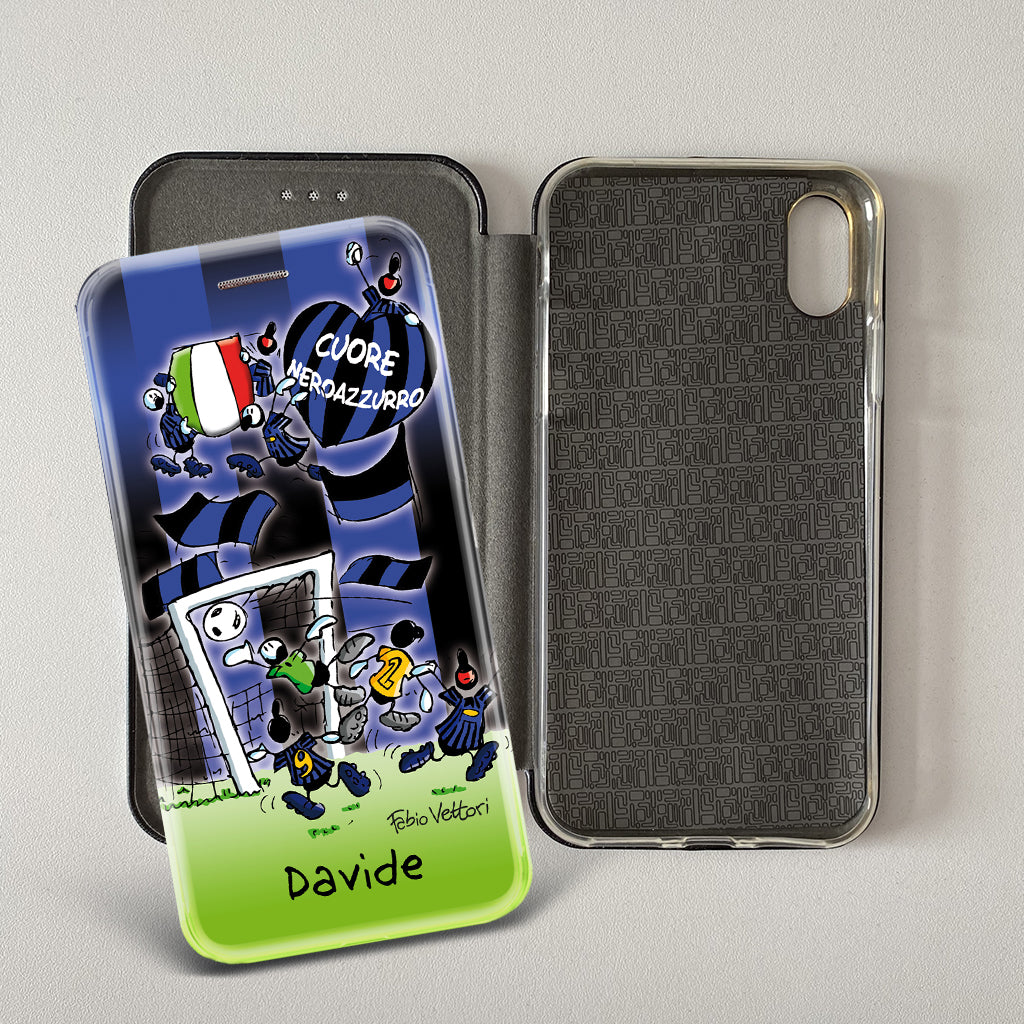 Cover artistica per Smartphone Personalizzata soggetto "Forza Inter" modello con apertura "a Libro"