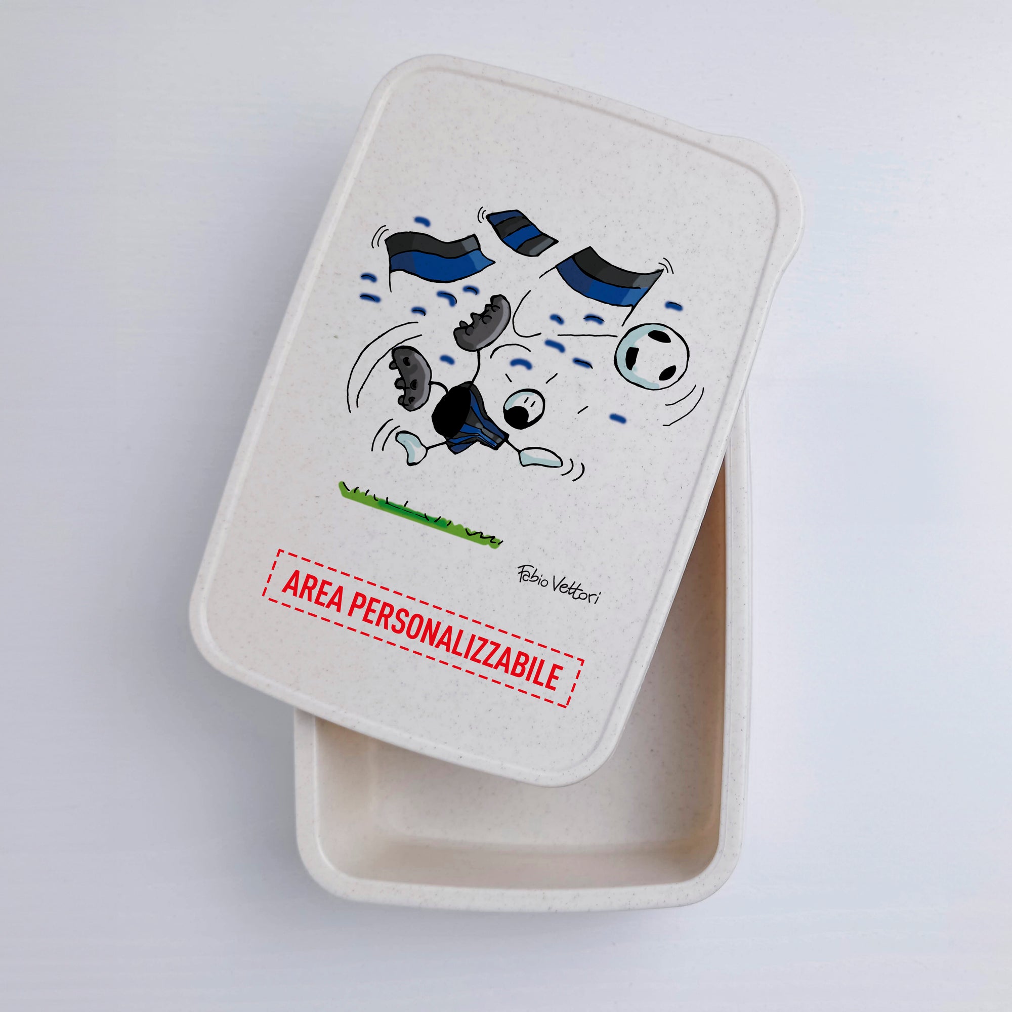 Scatola Porta Pranzo con Fascia Porta Posate Personalizzata soggetto "Neroazzurro"