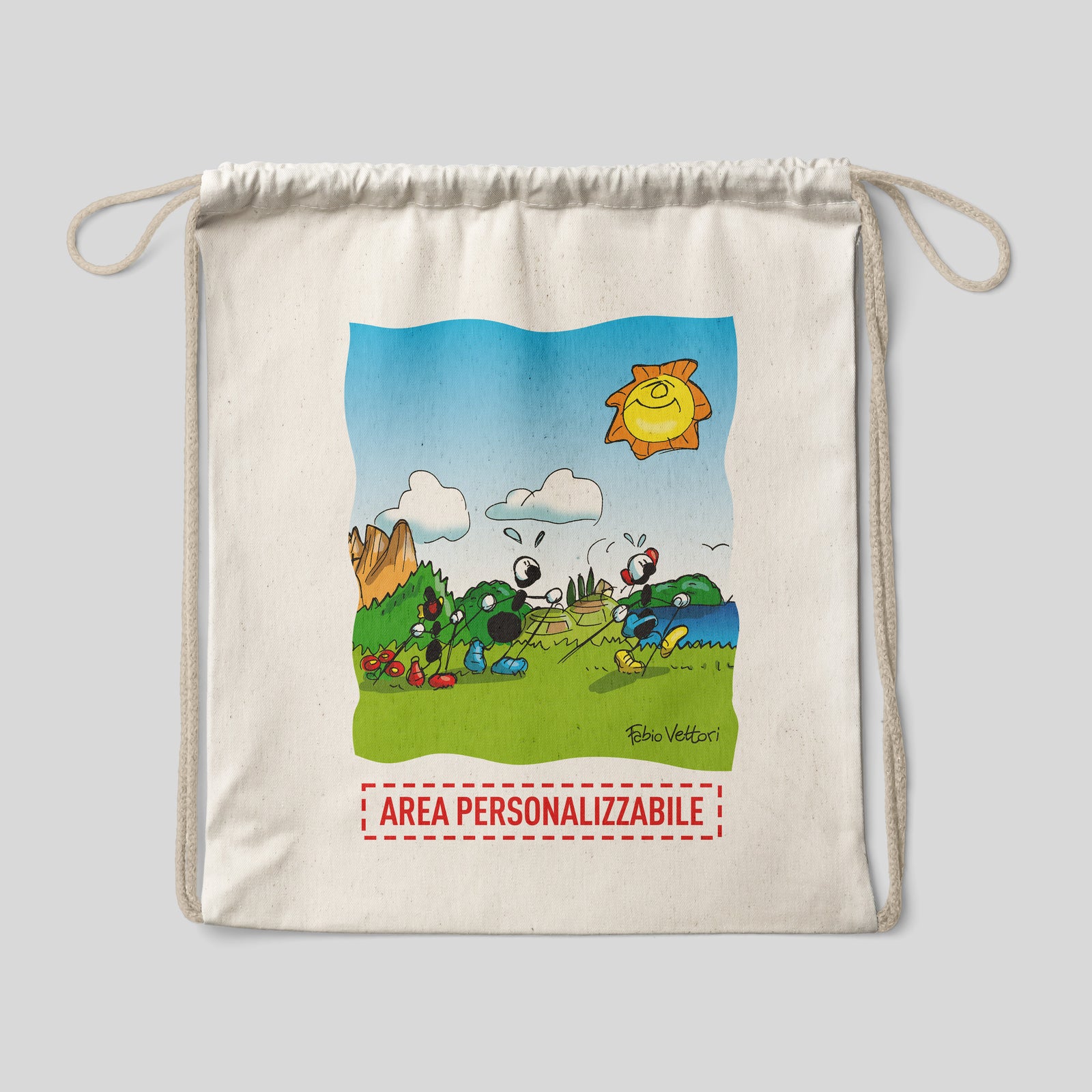 Sacca zaino personalizzata in cotone soggetto "Nordic walking"