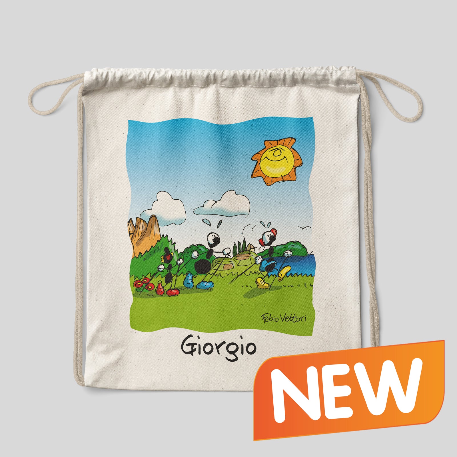 Sacca zaino personalizzata in cotone soggetto "Nordic walking"