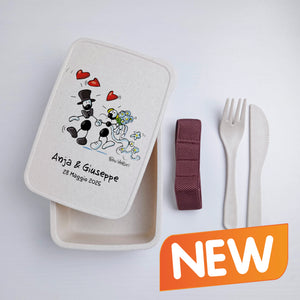 Scatola Porta Pranzo con Fascia Porta Posate Personalizzata soggetto "Nozze"