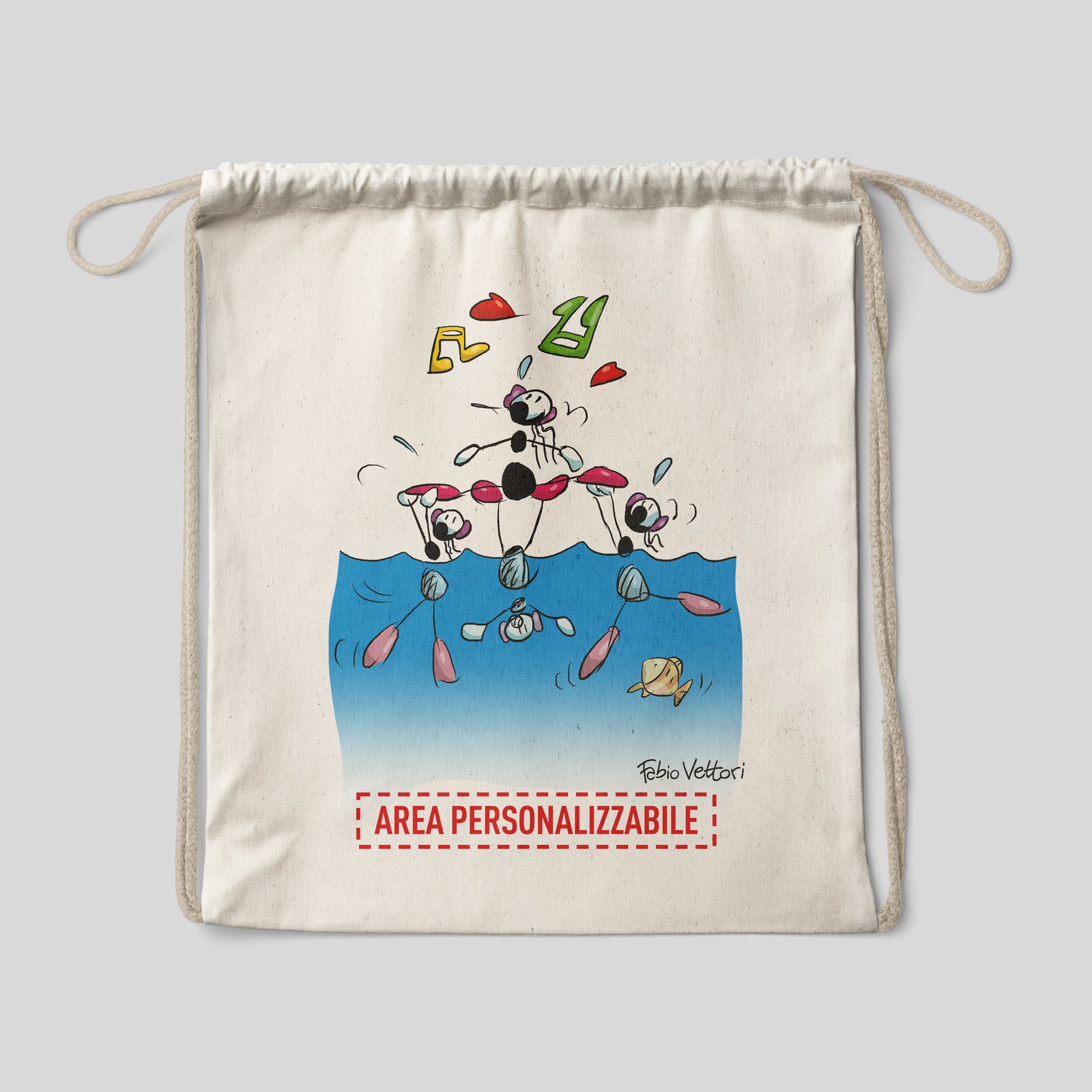 Sacca zaino personalizzata in cotone soggetto "Nuoto sincronizzato"