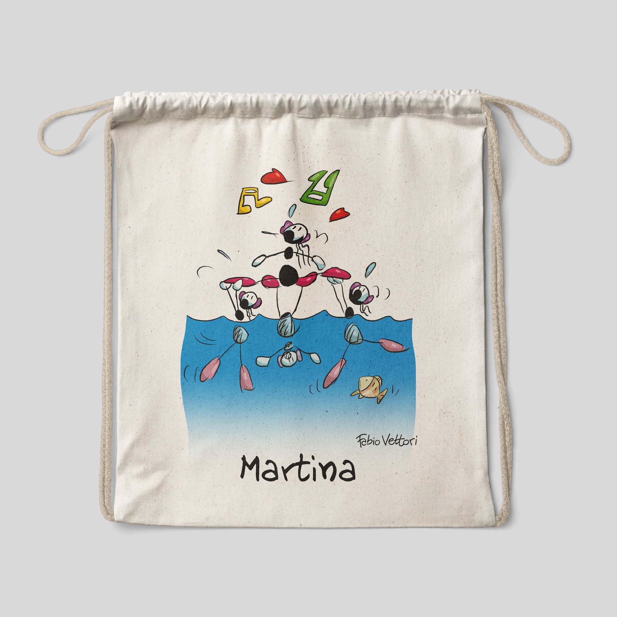 Personalized cotton backpack bag with "Synchronized swimming" theme