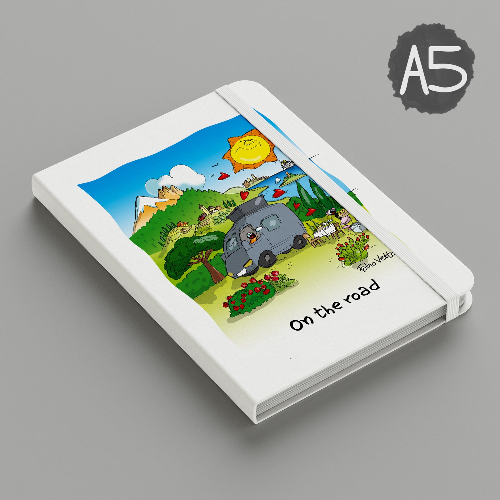 Personalized notebook with "On the road" theme