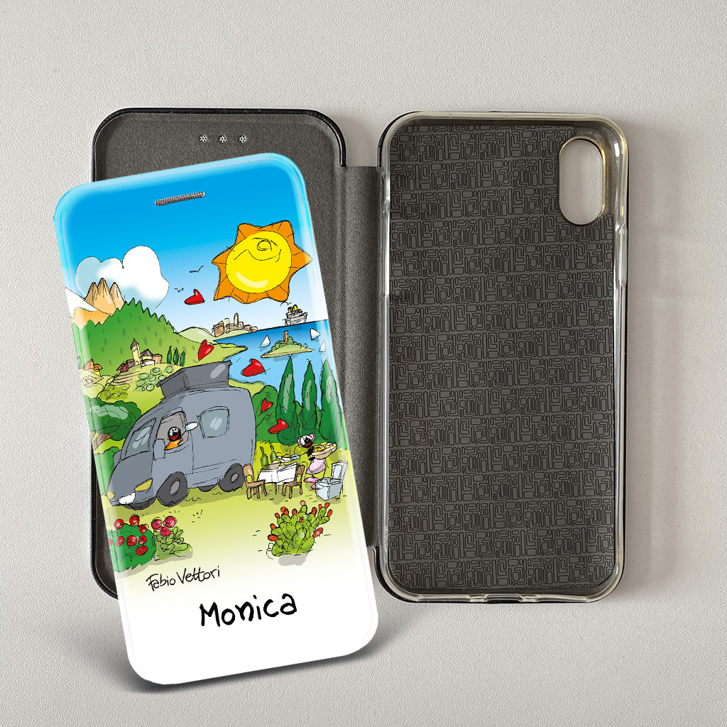 Customized artistic cover for Smartphone subject "Pizza Chef" model with "Book" opening