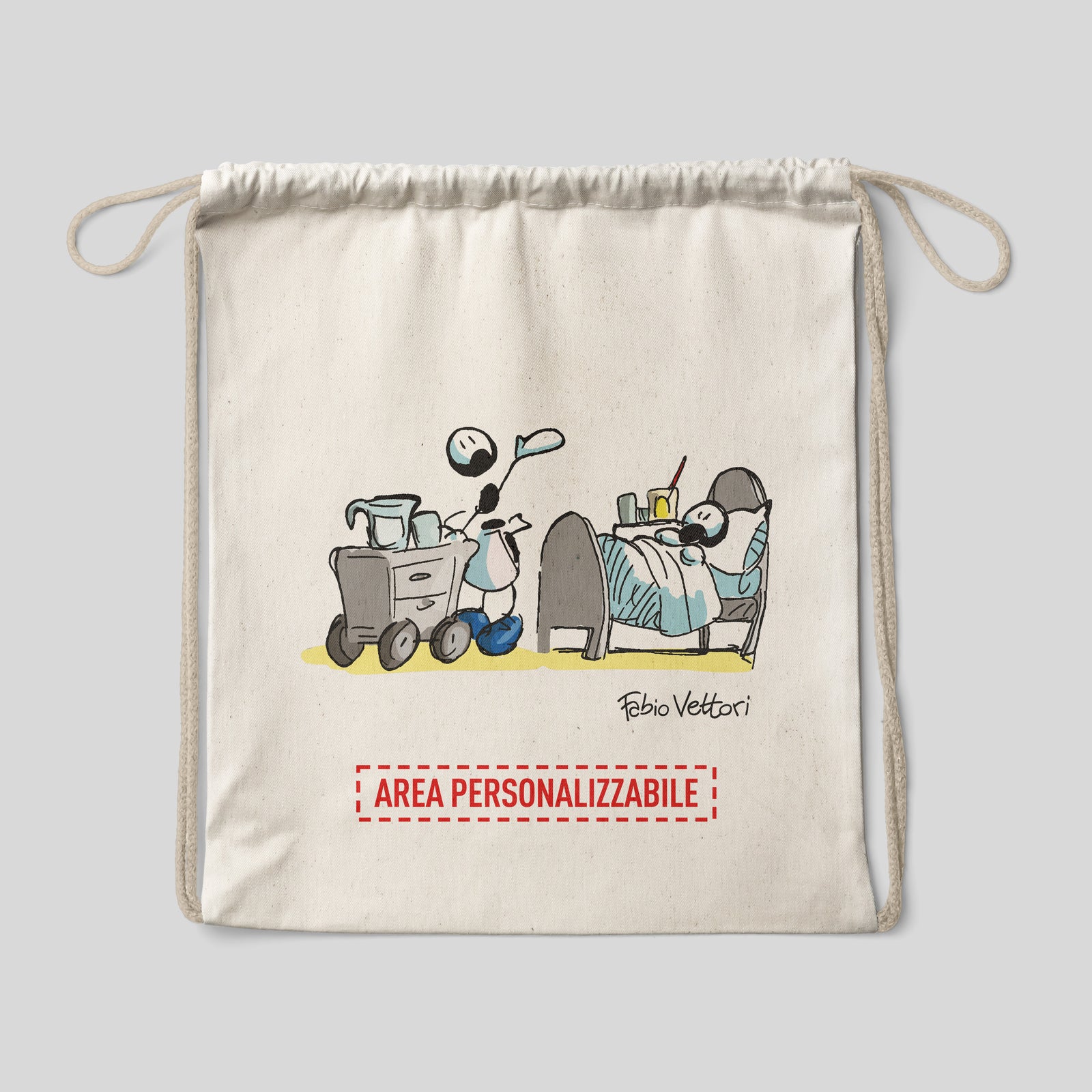 Sacca zaino personalizzata in cotone soggetto "Operatore Socio Sanitario"