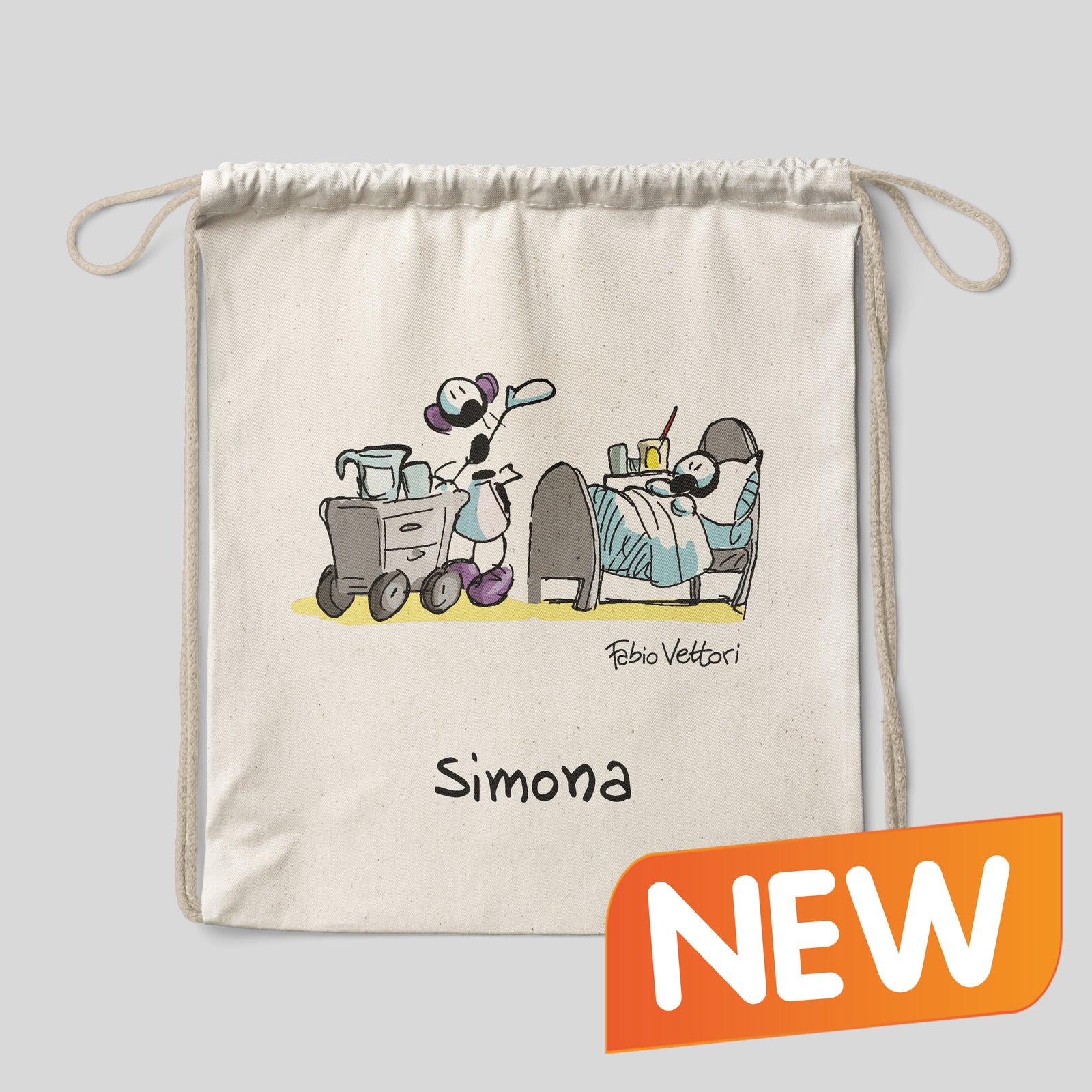 Sacca zaino personalizzata in cotone soggetto "Operatore Socio Sanitario"