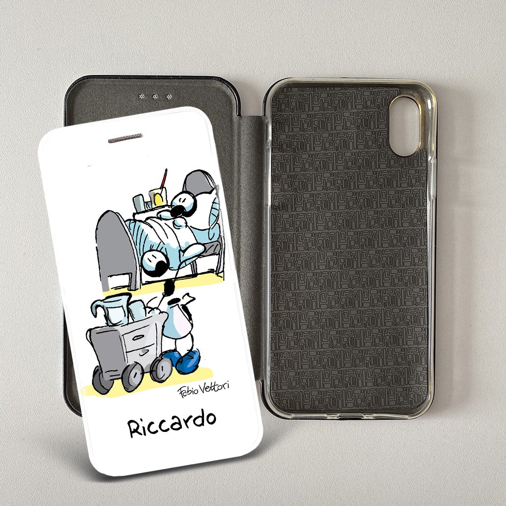 Customized artistic cover for Smartphone subject "Pizza Chef" model with "Book" opening