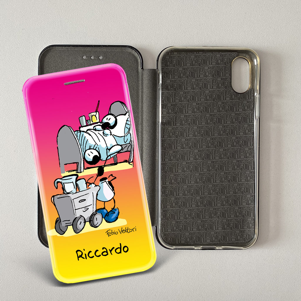 Customized artistic cover for Smartphone subject "Pizza Chef" model with "Book" opening