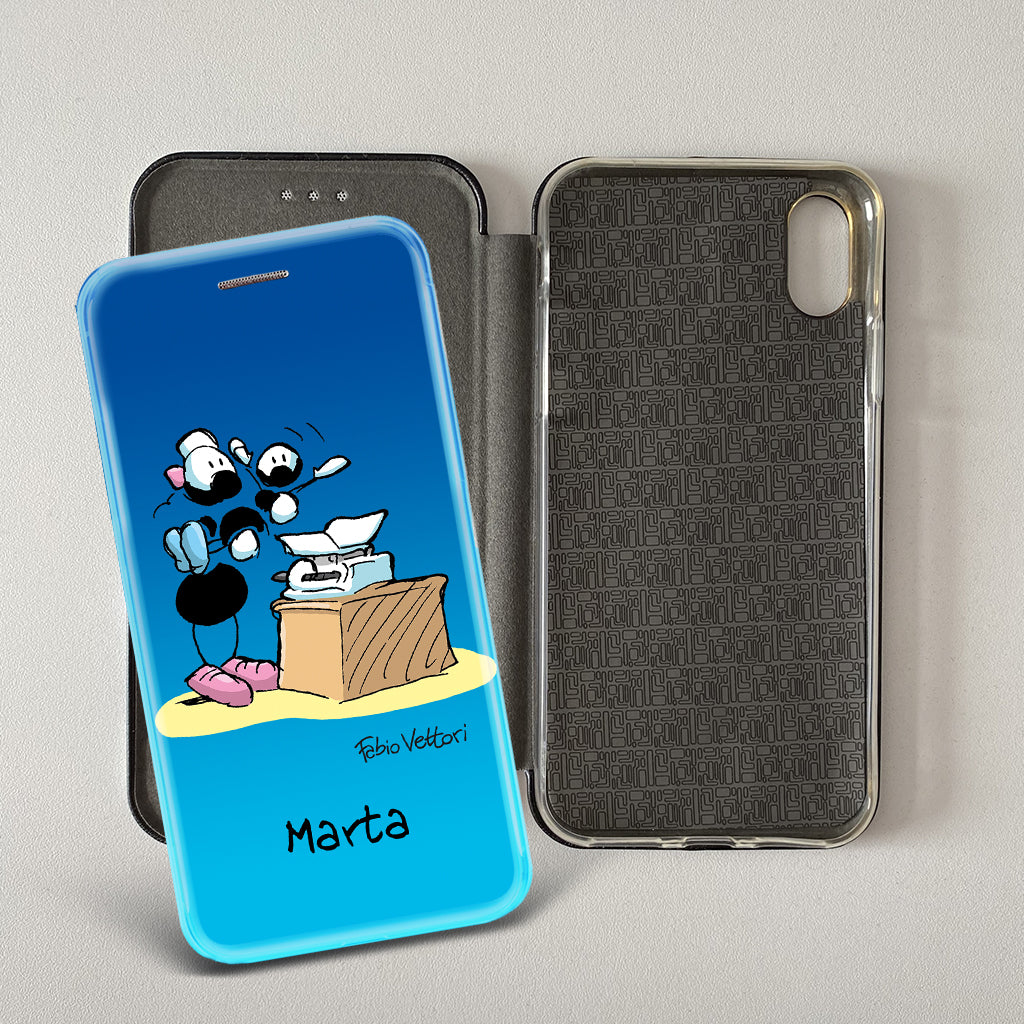 Customized artistic cover for Smartphone subject "Pizza Chef" model with "Book" opening