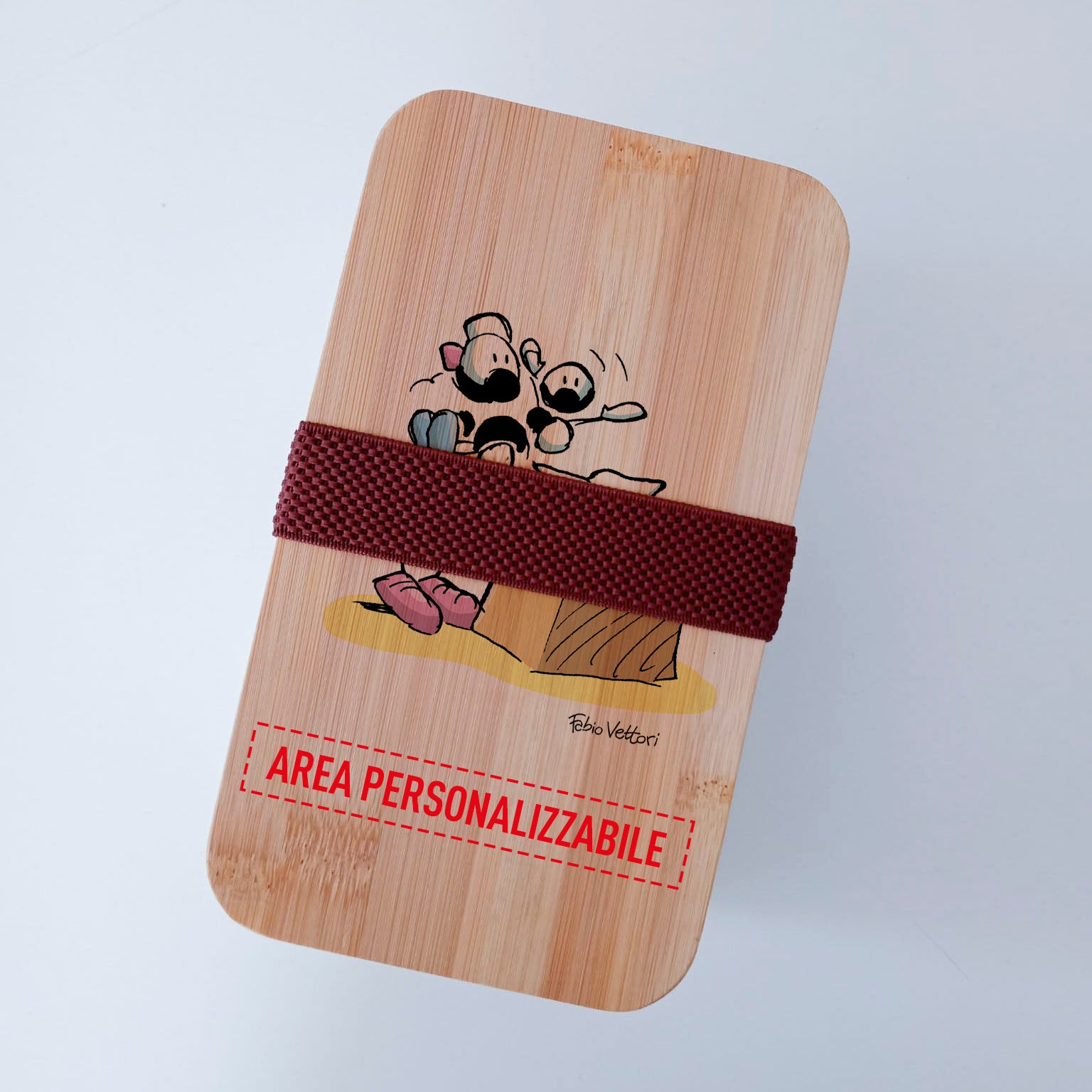 Scatola Porta Pranzo con coperchio in bambù e Posate Personalizzata soggetto "OstetricI"