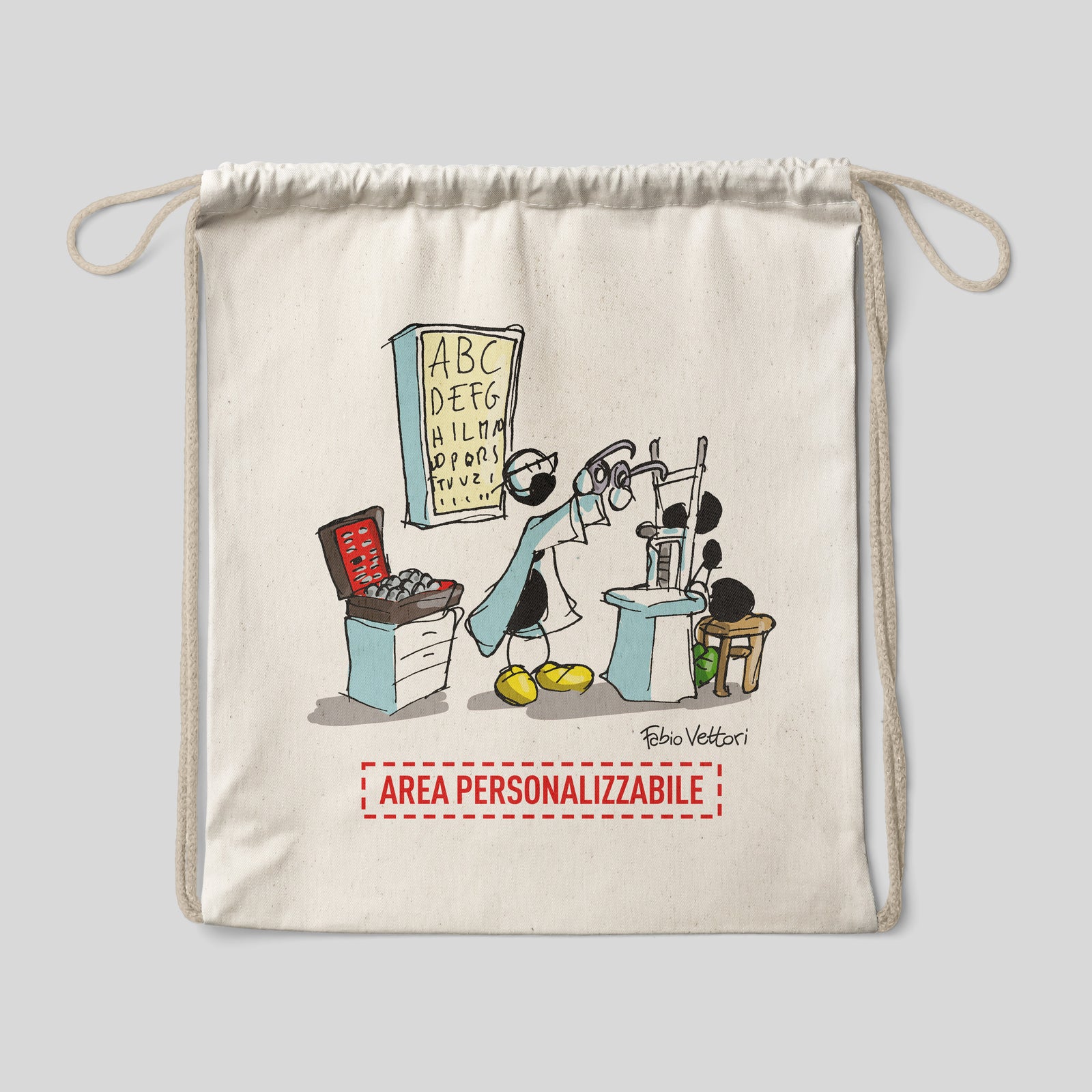 Sacca zaino personalizzata in cotone soggetto "Ottici"