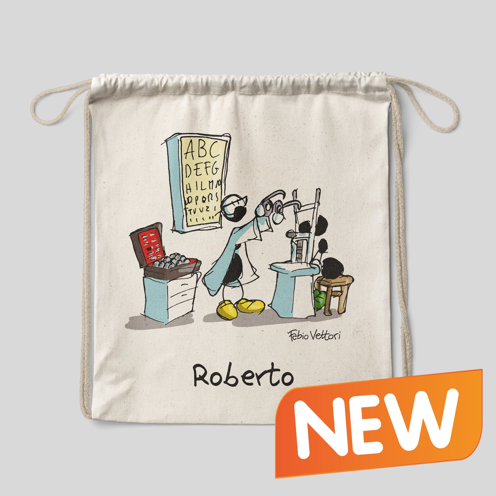 Sacca zaino personalizzata in cotone soggetto "Ottici"