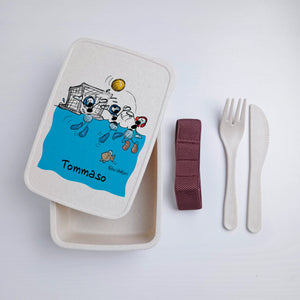 Scatola Porta Pranzo con Fascia Porta Posate Personalizzata soggetto "Pallanuoto"