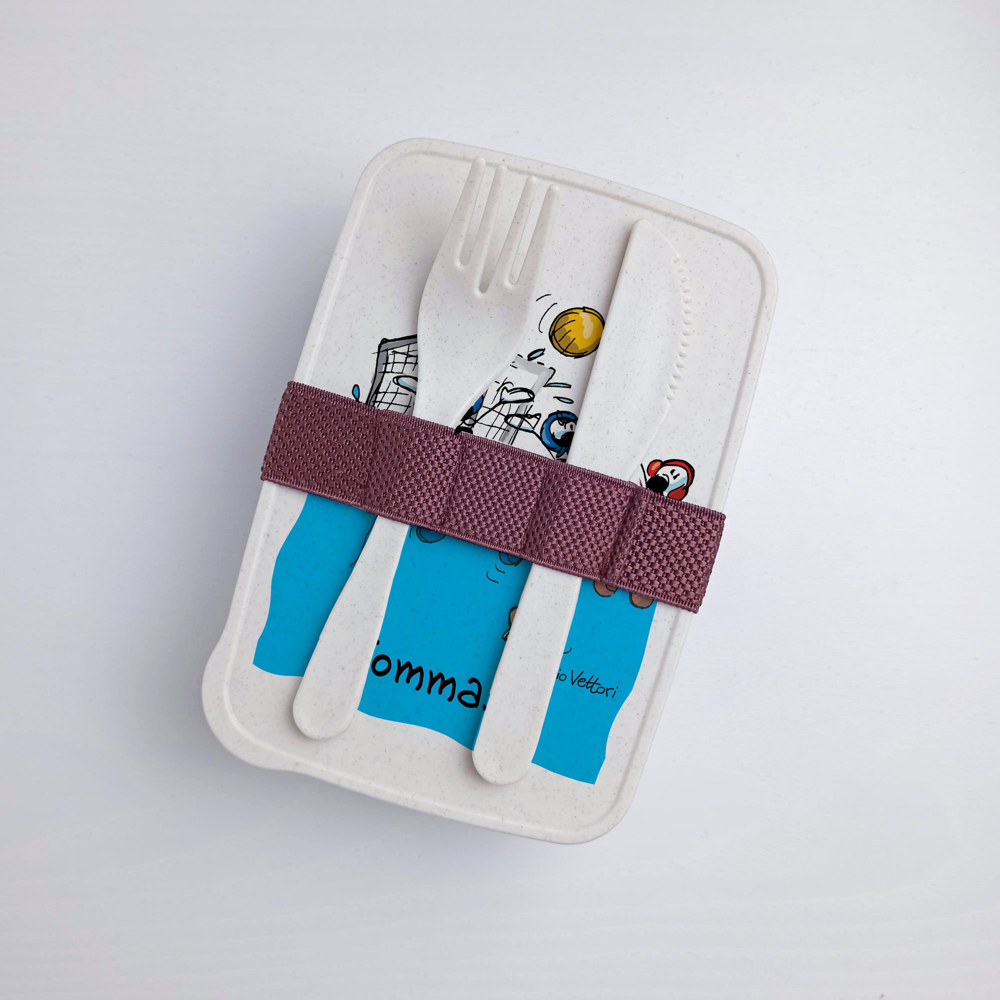 Scatola Porta Pranzo con Fascia Porta Posate Personalizzata soggetto "Pallanuoto"
