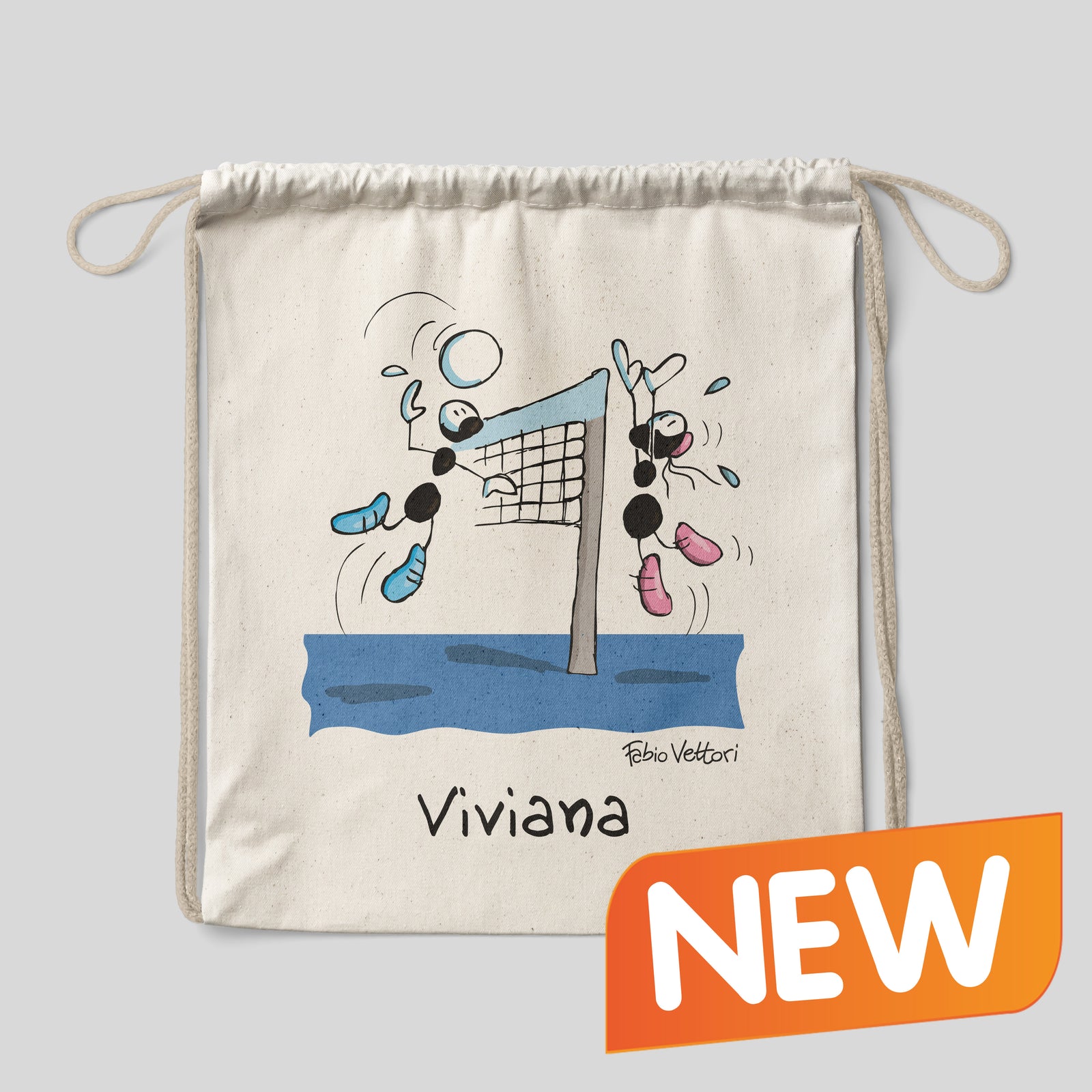 Sacca zaino personalizzata in cotone soggetto "Pallavolo"