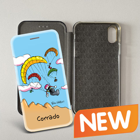 Cover artistica per Smartphone Personalizzata soggetto "Parapendio" modello con apertura "a Libro"