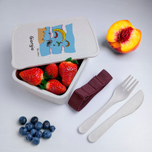 Scatola Porta Pranzo con Fascia Porta Posate Personalizzata soggetto "Parapendio"
