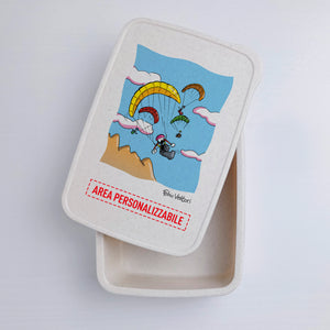 Scatola Porta Pranzo con Fascia Porta Posate Personalizzata soggetto "Parapendio"