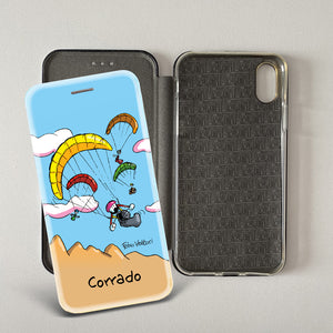 Cover artistica per Smartphone Personalizzata soggetto "Parapendio" modello con apertura "a Libro"