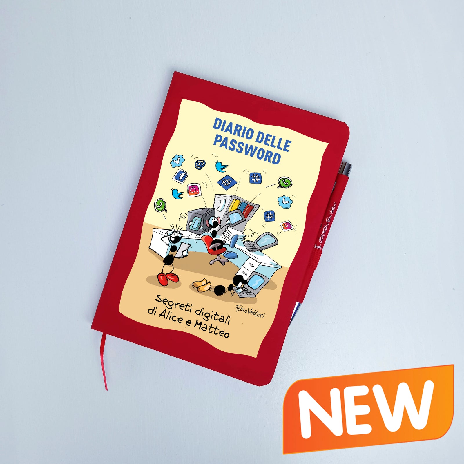 Customizable A5 notebook with pen, subject "Password Diary"