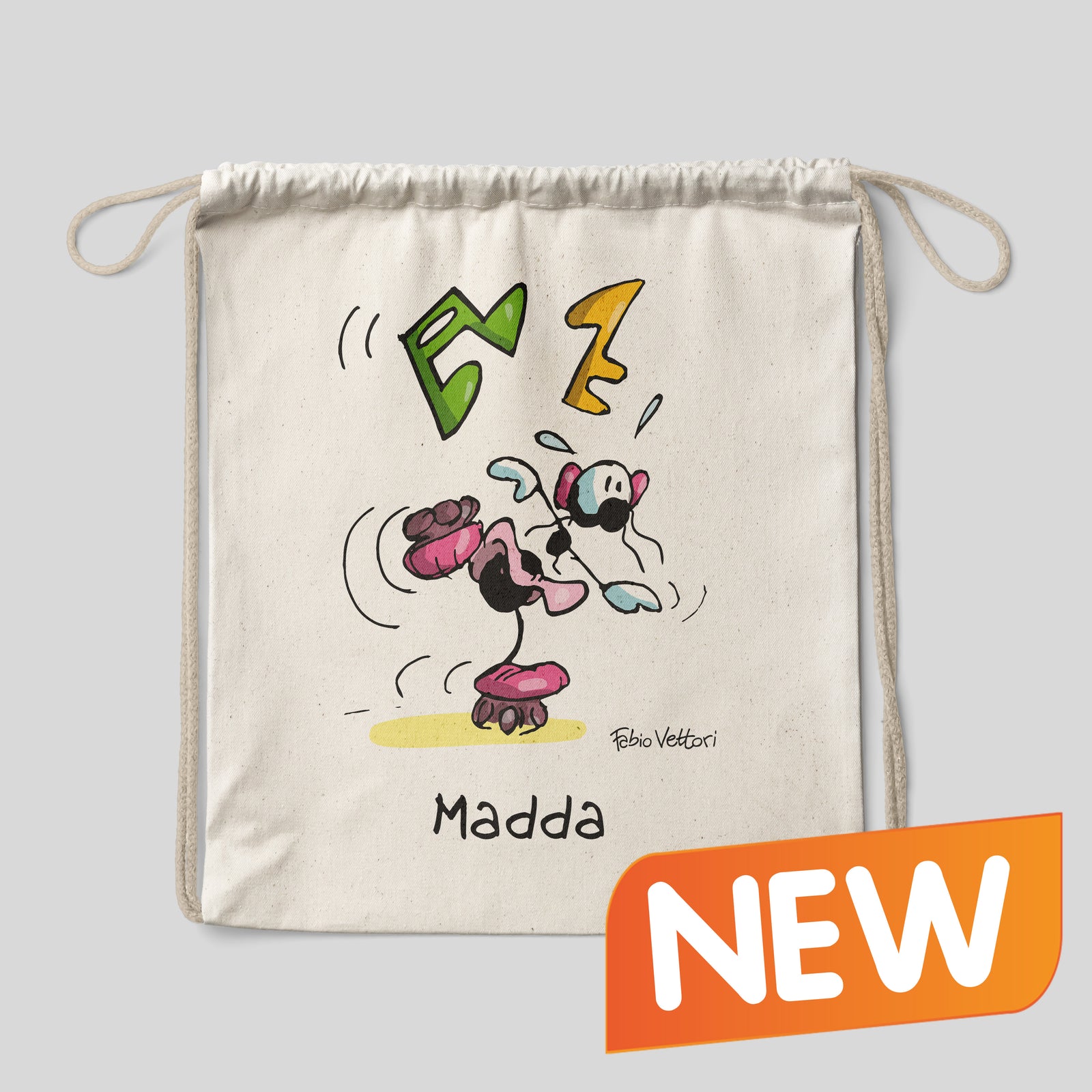 Sacca zaino personalizzata in cotone soggetto "Pattini a rotelle"