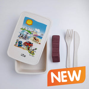 Lunch Box with Personalized Cutlery Band "Pension" Theme