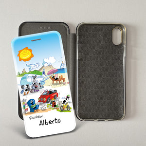 Cover artistica per Smartphone Personalizzata soggetto "Pensione (maschio)" modello con apertura "a Libro"