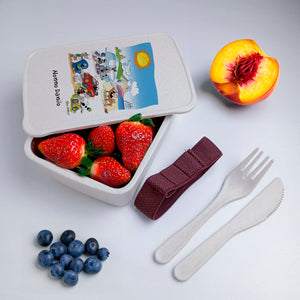 Lunch Box with Personalized Cutlery Band "Pension" Theme