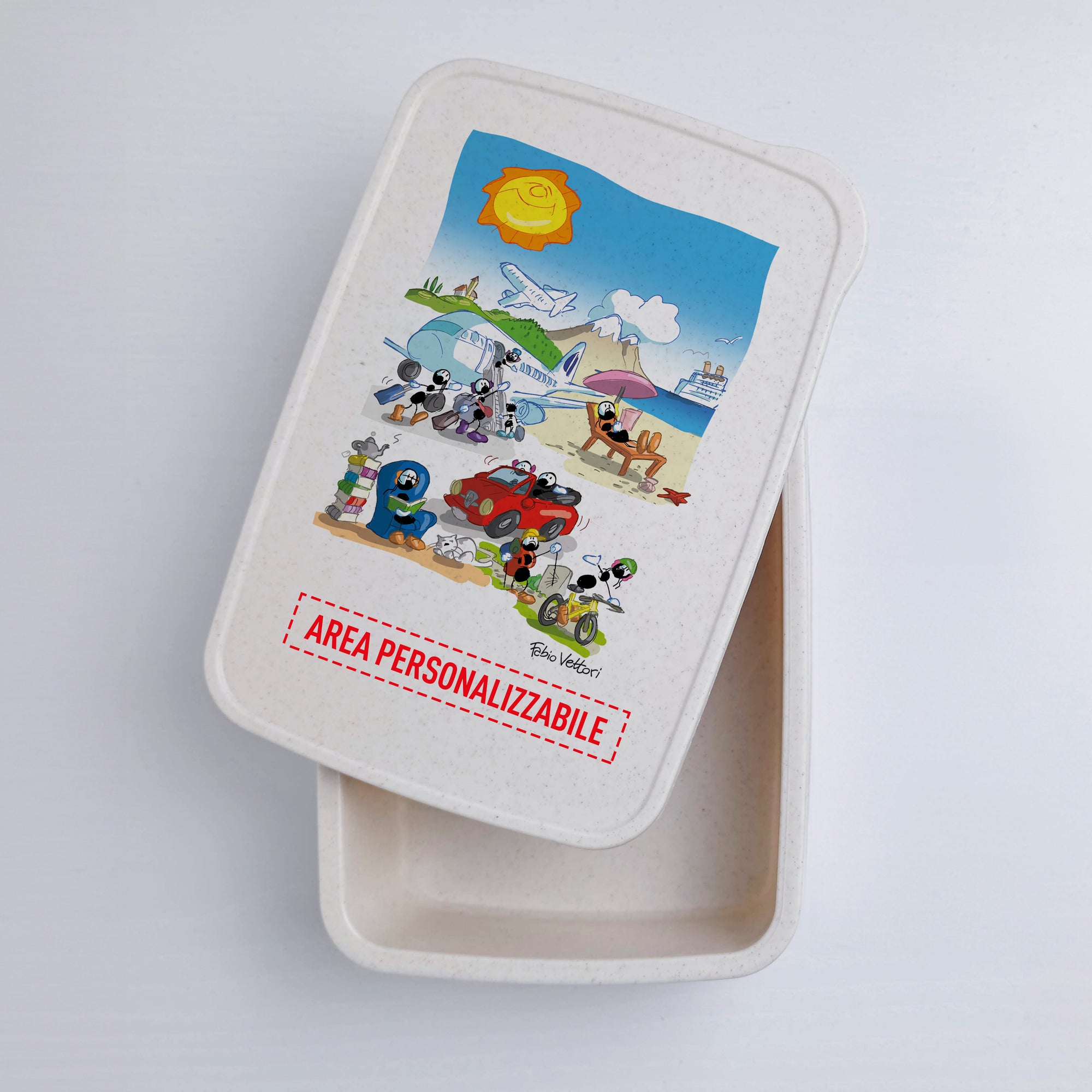 Lunch Box with Personalized Cutlery Band "Pension" Theme