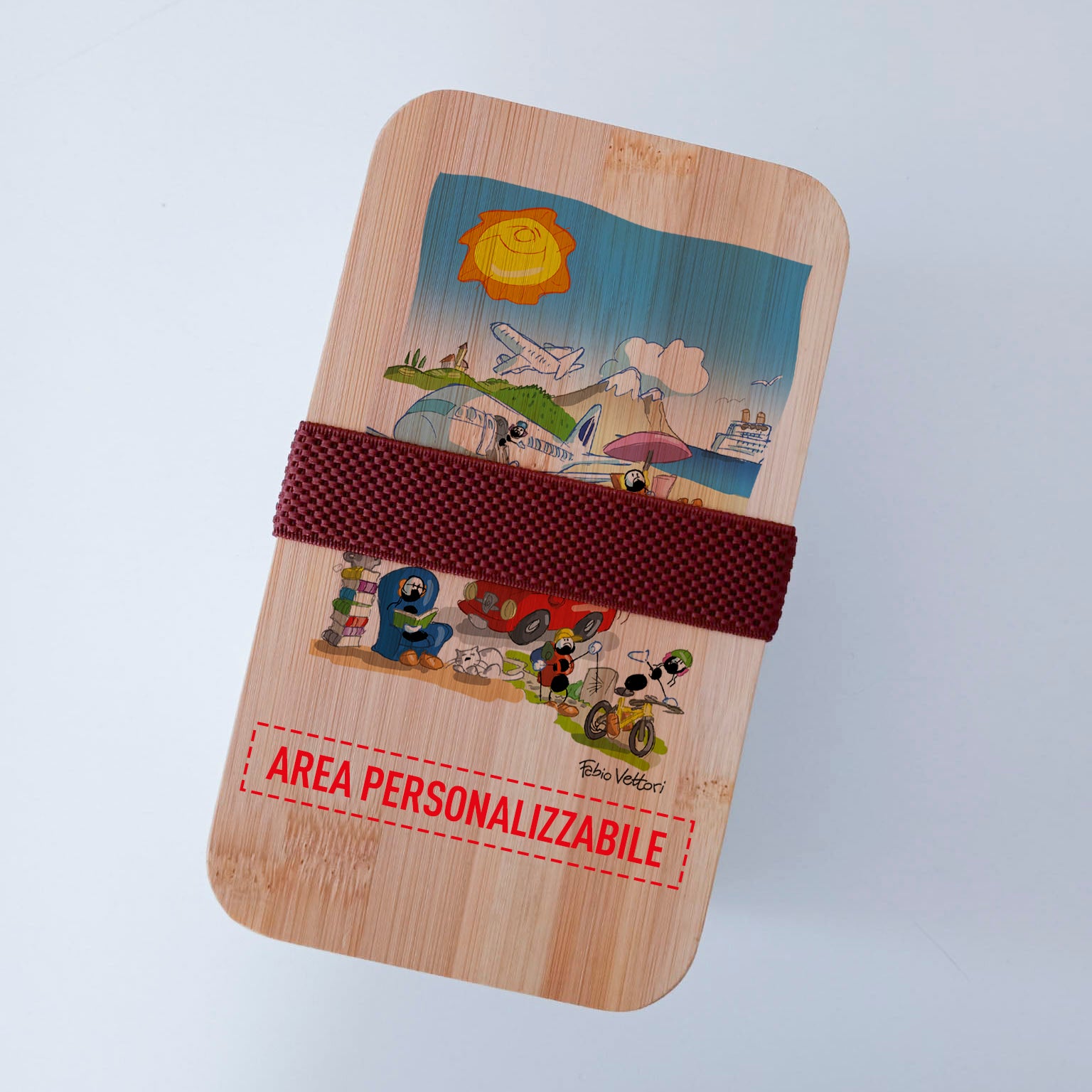 Lunch Box with Personalized Cutlery Band "Pension" Theme