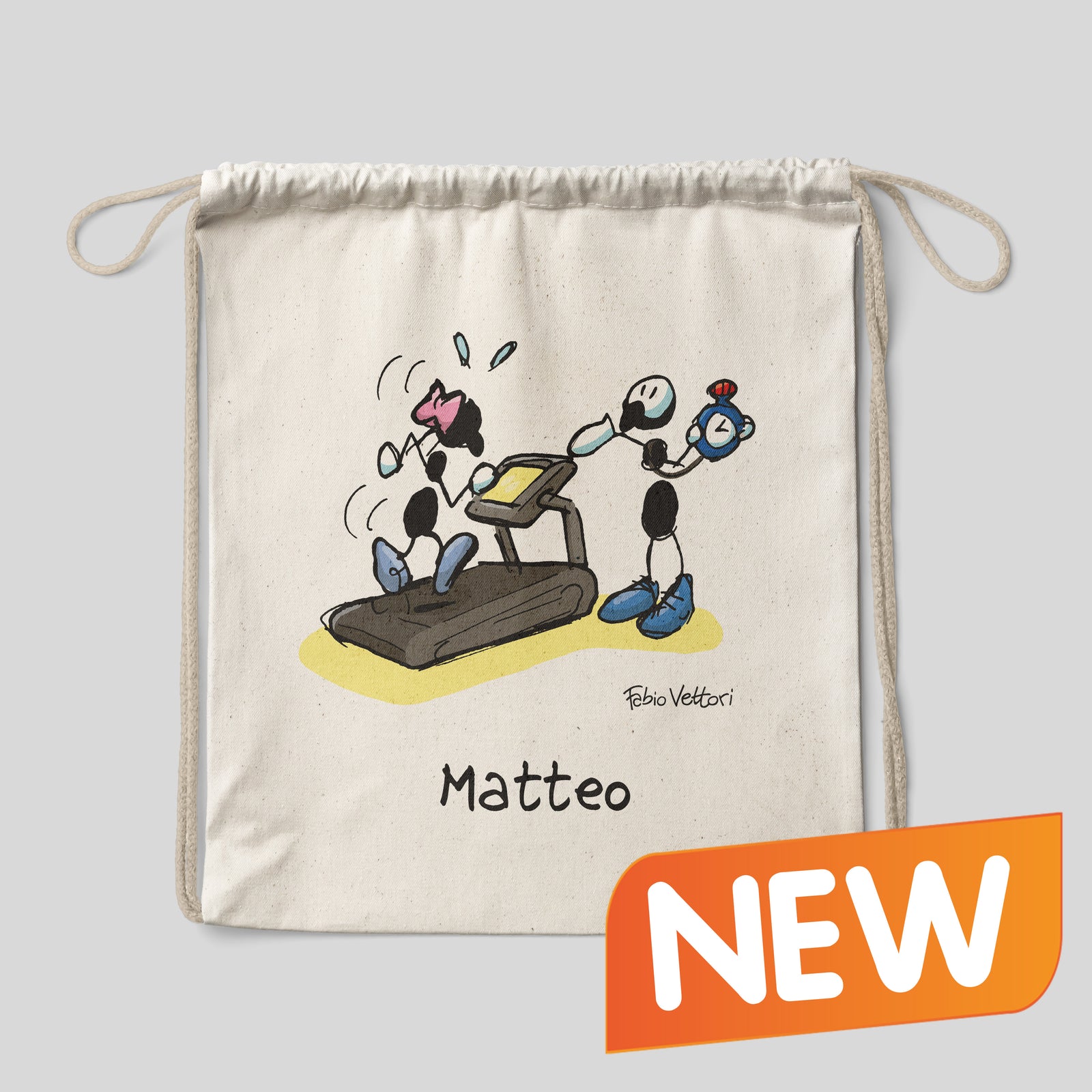 Sacca zaino personalizzata in cotone soggetto "Personal trainer"