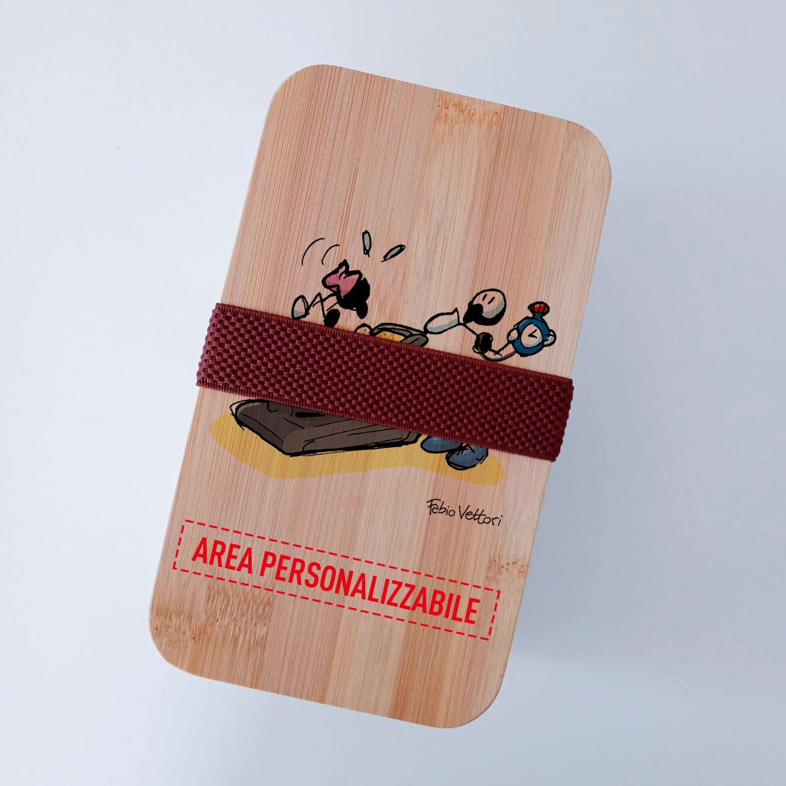 Scatola Porta Pranzo con coperchio in bambù e Posate Personalizzata soggetto "Personal trainer"