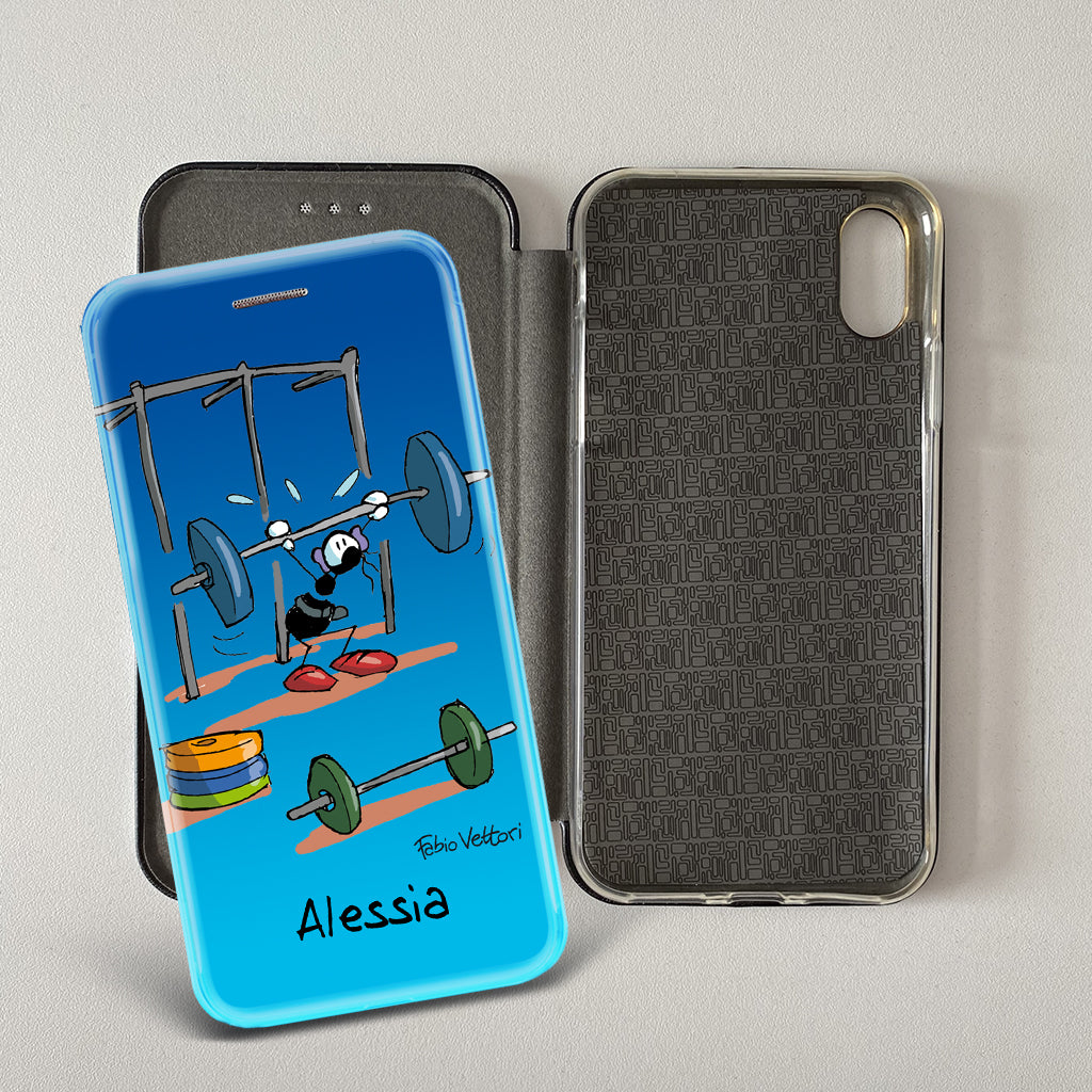 Cover artistica per Smartphone Personalizzata soggetto "Pesi (femmina)" modello con apertura "a Libro"