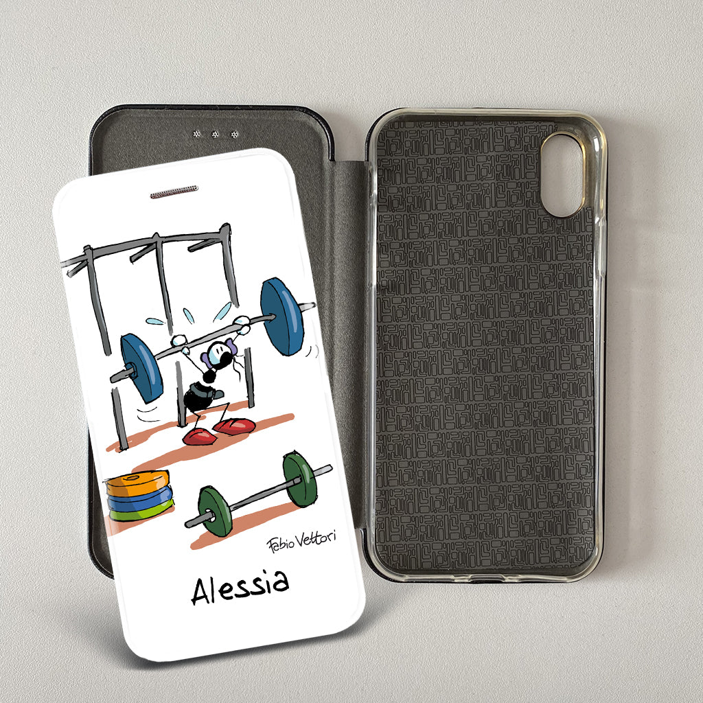 Cover artistica per Smartphone Personalizzata soggetto "Pesi (femmina)" modello con apertura "a Libro"