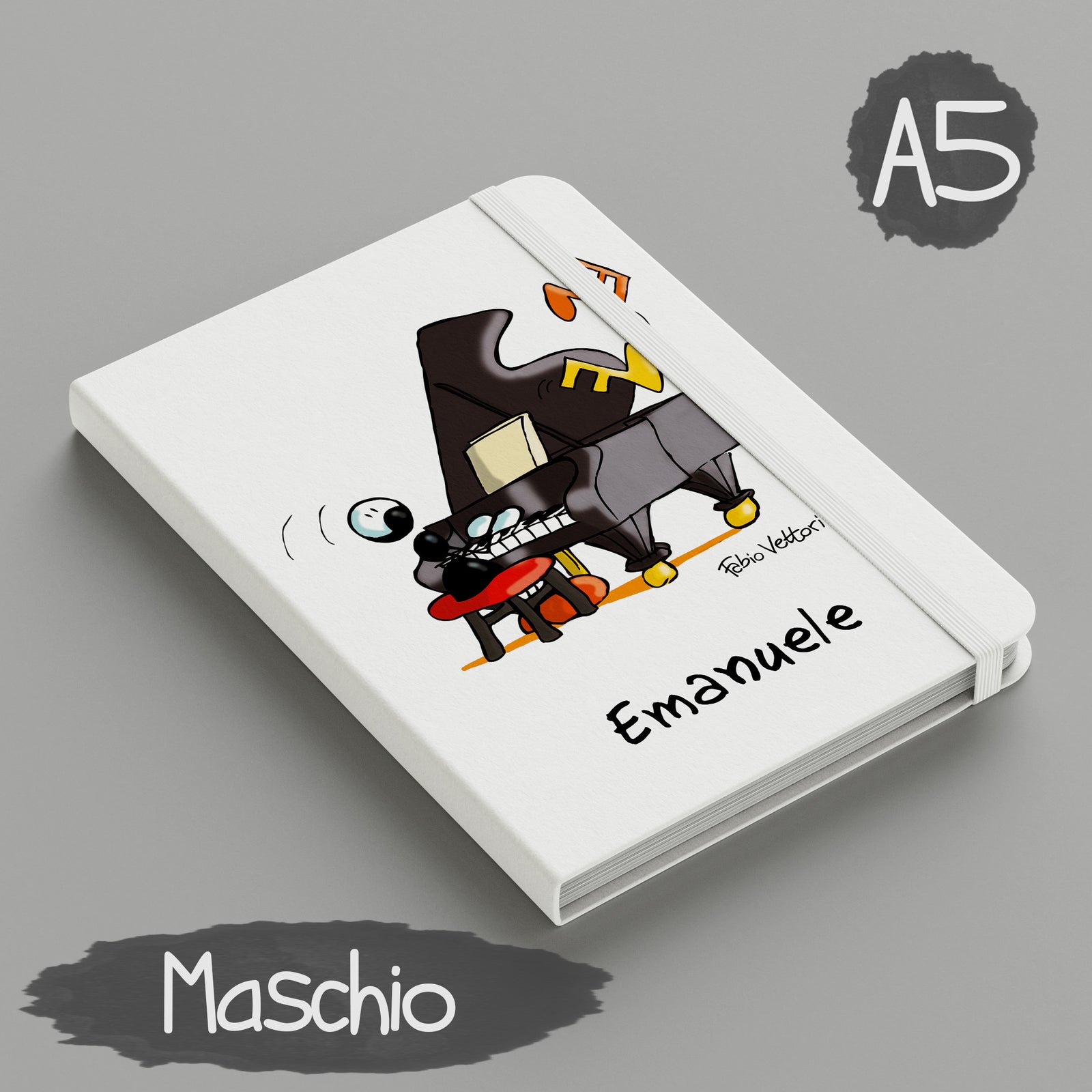 Personalized notebook with "Piano" theme