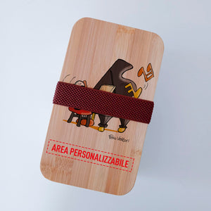 Lunch Box with Cutlery Holder Band Personalized "Piano" Theme