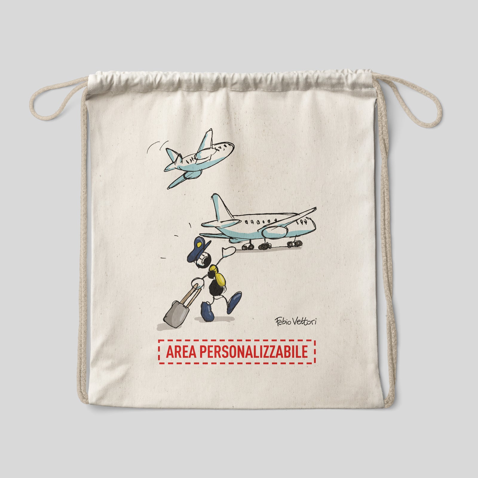 Sacca zaino personalizzata in cotone soggetto "Pilota"