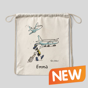 Personalized cotton backpack bag with "Pilot" theme