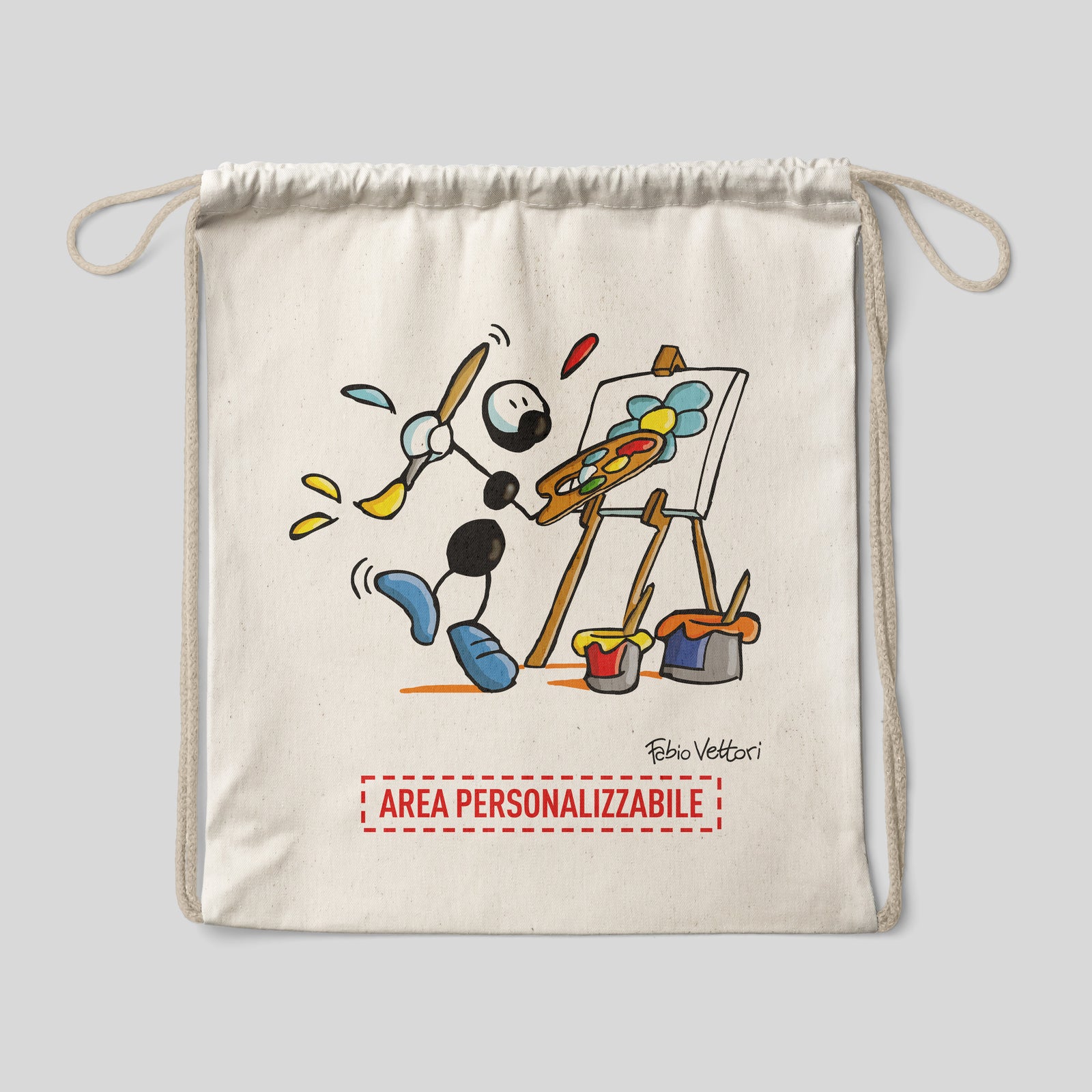 Sacca zaino personalizzata in cotone soggetto "Pittori"