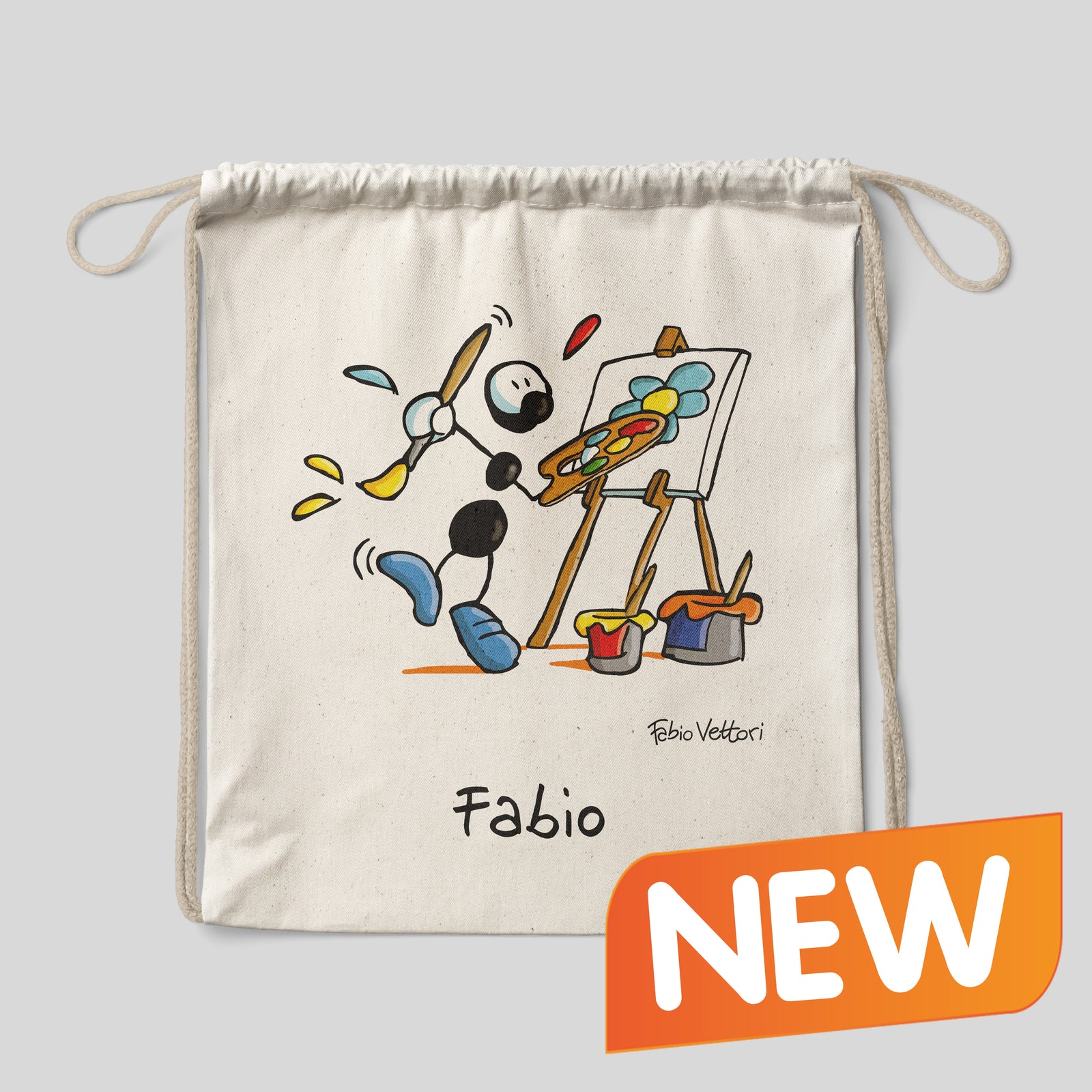 Sacca zaino personalizzata in cotone soggetto "Pittori"