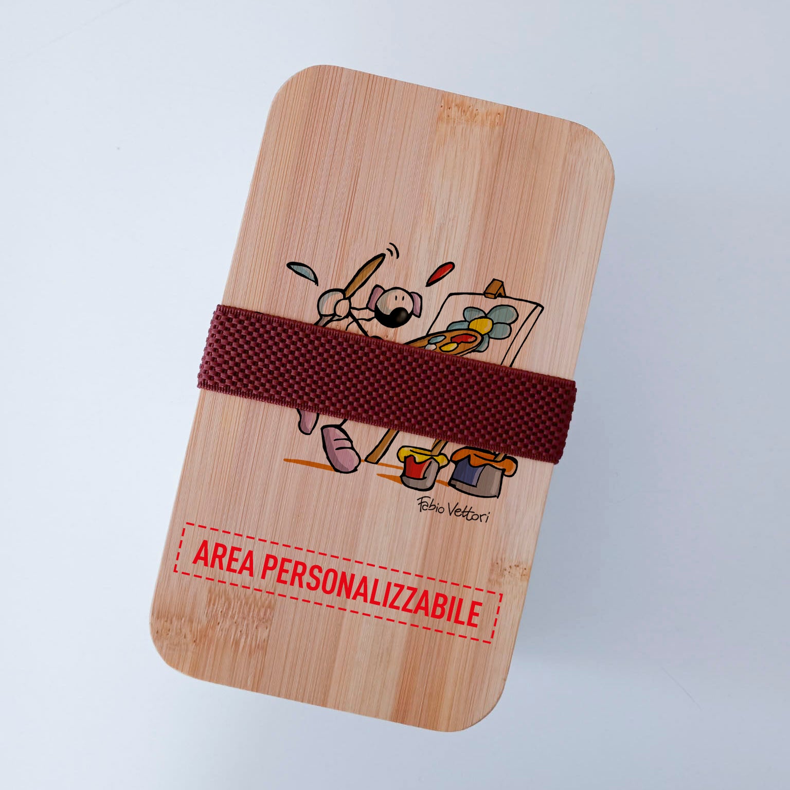 Lunch Box with Cutlery Holder Band Personalized "Painters" Subject