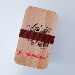 Lunch Box with Cutlery Holder Band Personalized "Painters" Subject