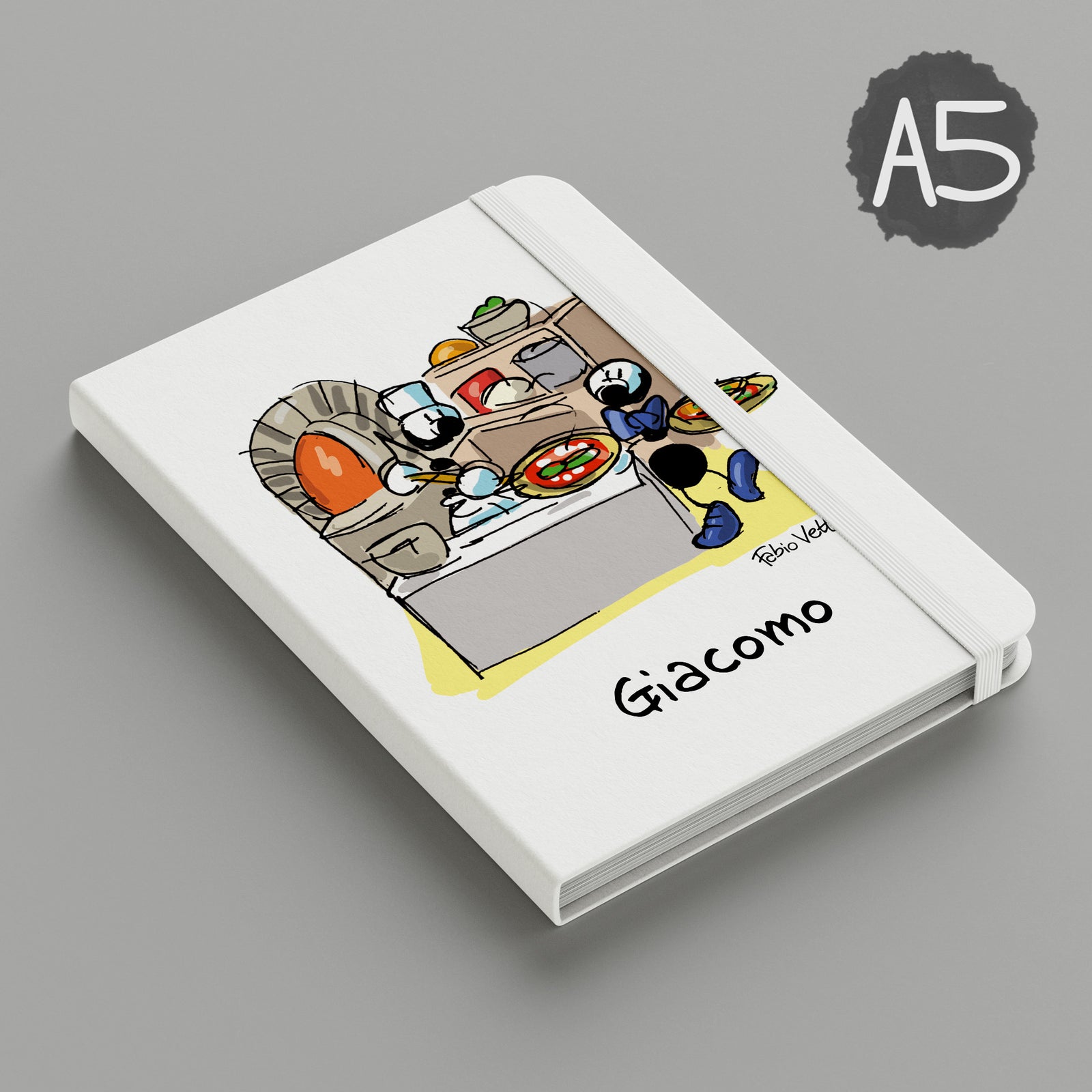 Personalized notebook with "Pizza chef" theme