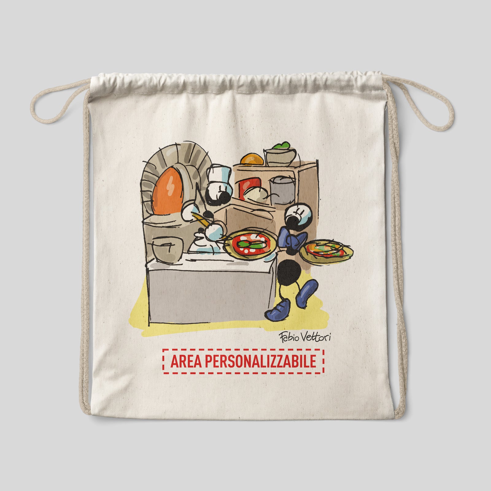 Sacca zaino personalizzata in cotone soggetto "Pizzaiolo"